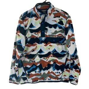 Eddie Bauer Men's Abstract Printed Fleece T-Snap Pullover Jacket Size Medium
